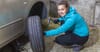 Pathetic Excuse For A Human Idly Watches His Girlfriend Change A Tyre