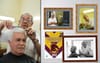 Greek Barbershop Wall Decorated With Photos Of Owner Looking Exactly The Same Over 4 Decades