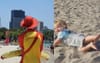 Life Guard At Southbank Beach Trips Running Toddler Just To Create Excitement For Self