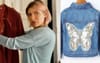 Promising Denim Jacket Ruined By Bejewelled Butterfly Pattern On Back