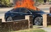 Tesla Vehicle Set Alight Moments Before Bursting Into Flames On Its Own