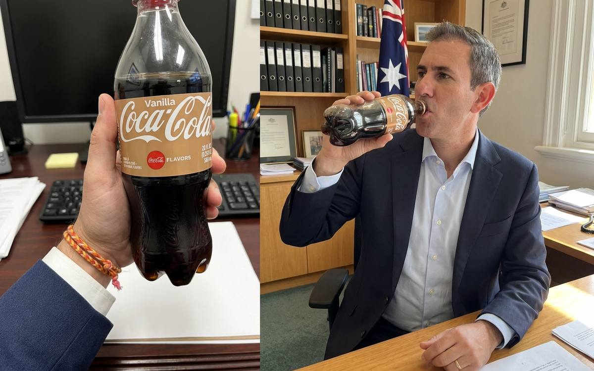 Jim Chalmers Splits The "C" On A Warm 600mL Buddy Of Vanilla Coke