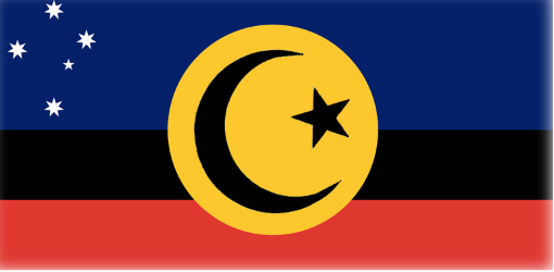The flag proposed by both Indigenous and Islamic groups, as well as Peter Fitzsimons.