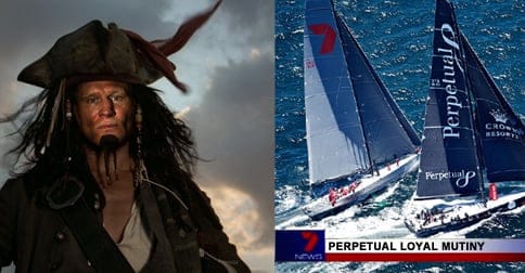 Alleged pirate Danny Green (left) and the 7 News coverage of the high seas incident. PHOTO: The Daily Telegraph  