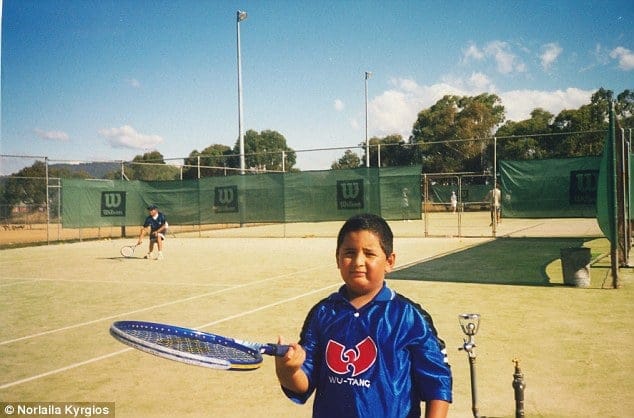 A young Kyrgios rocking a less-shit haircut