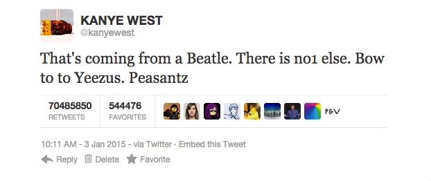 Kanye's response to Paul McCartney's praises