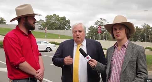 Mining all-star and media philanthropist Clive Palmer took a moment out of his hectic schedule to speak to the Betoota's editors. PHOTO: AAP