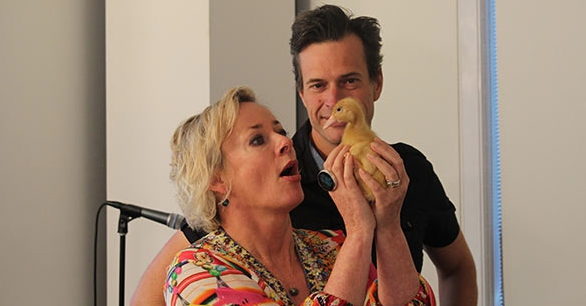 WSFM's Jonesy and Amanda pictured with their station manager. PHOTO: Getty