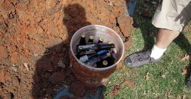 Beer bottles uncovered in the Brisbane City Botanical Gardens. PHOTO: University of Queensland