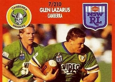 Glenn Lazarus trucks it up for the Raiders in his heyday. An era that saw "The brick with eyes" notch an NRL premiership