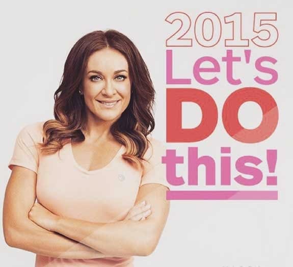 Michelle Bridges, poses in an inspirational poster for sad women who pay her money in a hope to find the kind of happiness that she has found through bogan reality television shows and unproven "vitamins"