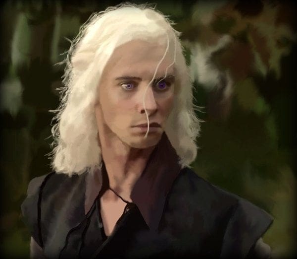 Viserys Targaryen a villain from season one. Many believe this characters likeness to Assange has triggered his vendetta against the show
