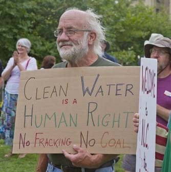Prominent CSG activist, Lyall Peris, at an anti-CSG demonstration in Darwin last year