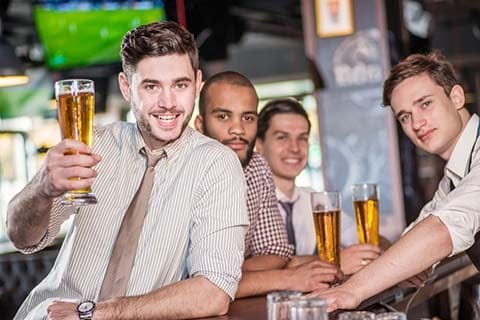 Nick (left) and his mates say that they really "give it a go" each ANZAC Day