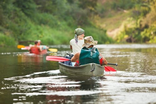 Three men from Betoota and planning an expedition down the Brisbane River to West End. PHOTO: Supplied. 