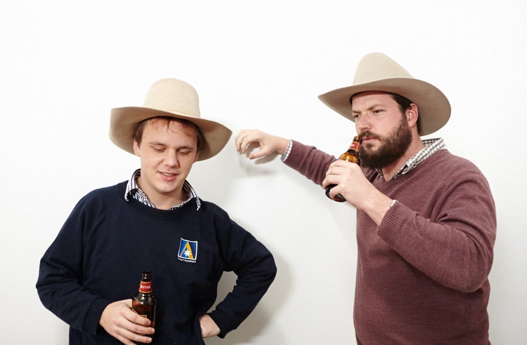 Errol Parker and Clancy Overell celebrate their new 2GB contract last night in Pyrmont. The contract includes a clause that requires XXXX Bitter to be stocked the station kitchen at all time