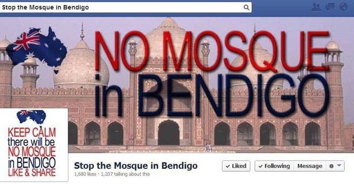 The Bendigo Mosque opponents have taken to social media to promote their cause. Using a photograph of the Taj Mahal.