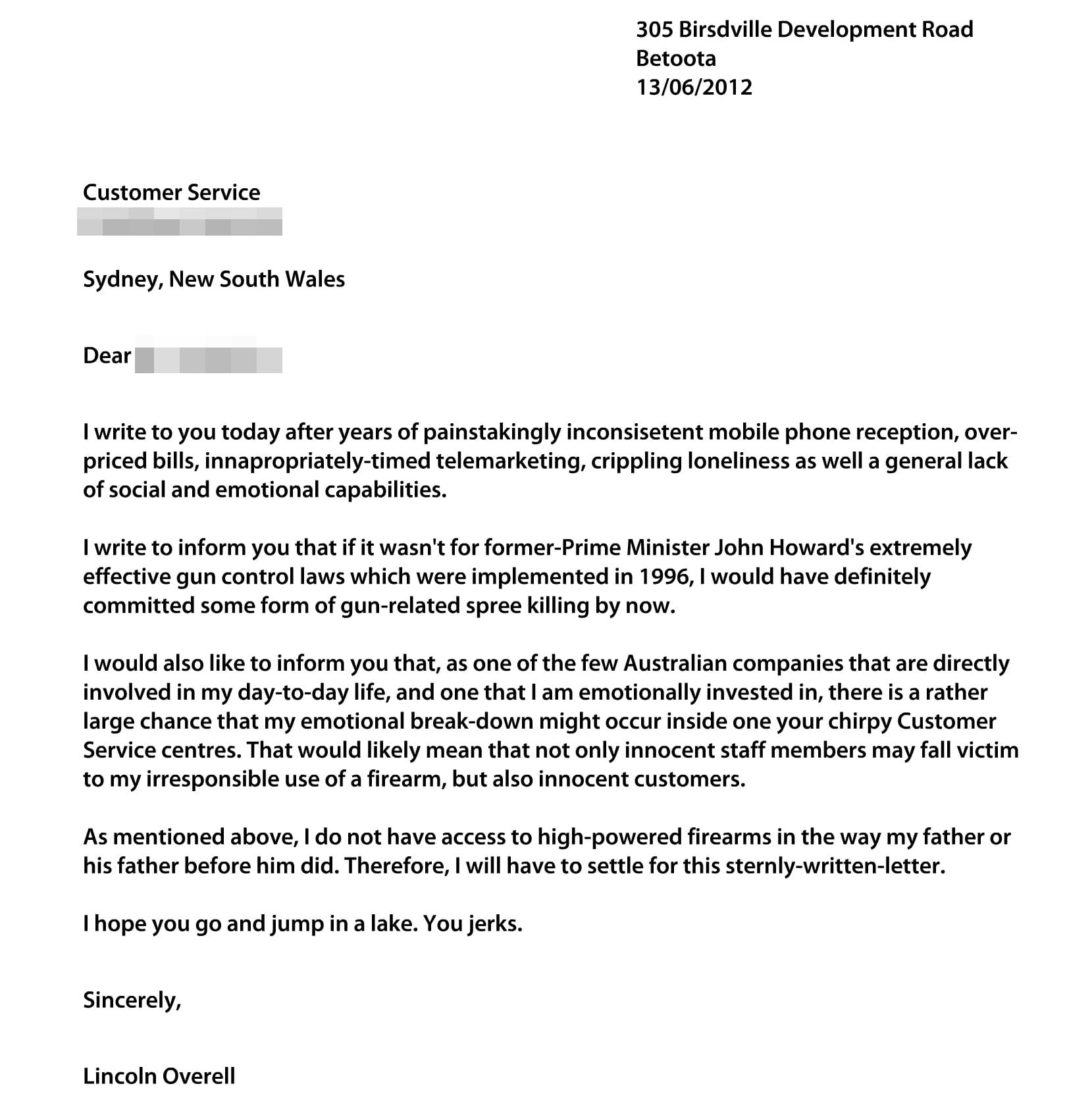 The Betoota Advocate's editor Clancy Overell retrieves a copy of his nephew Lincoln Overell's correspondence with an anonymous Australian telecommunications provider. A letter than reconfirmed his title as "the black sheep of the Overell Family"