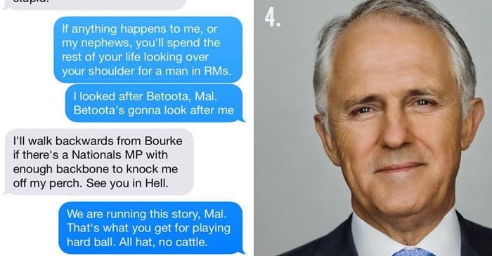 Malcolm Turnbull and Clancy Overell agree to disagree. No doubt this will not be the last time they will lock horns during his time as Australian Prime Minster