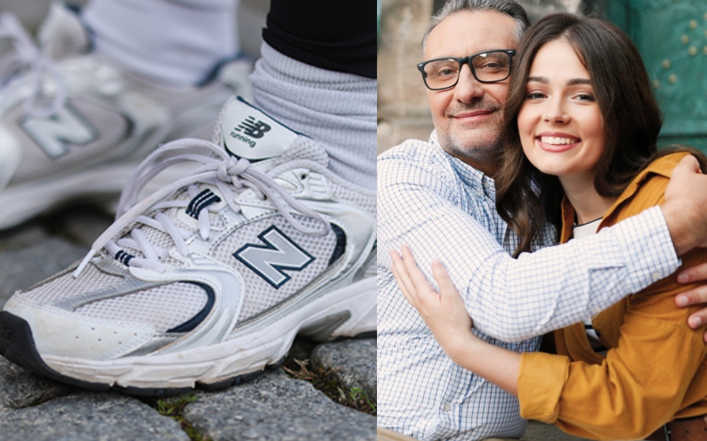Older Man's Trendy Shoes Hints To Strong Father/Daughter